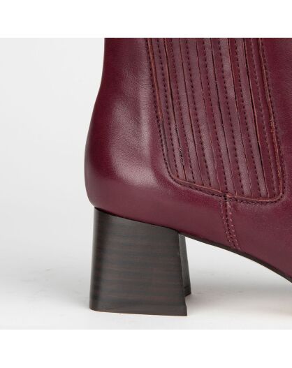 Chelsea boots en Cuir Merced rouge bordeaux - Talon 4.5 cm